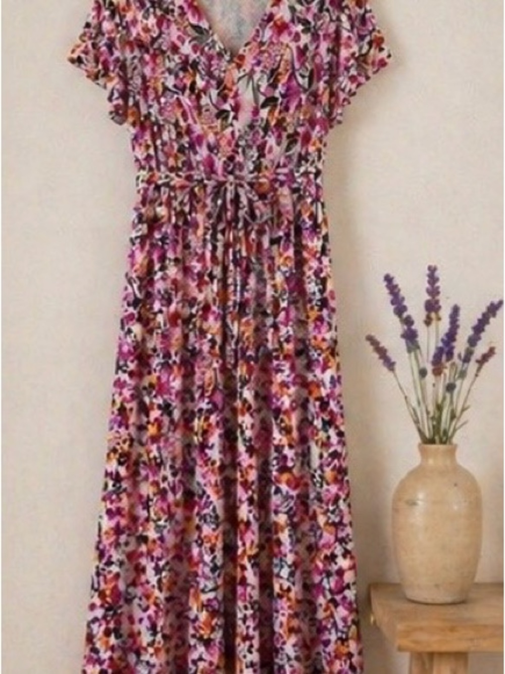 Lane Bryant Pink Floral Wrap-Style Maxi Dress - Picture 7 of 8